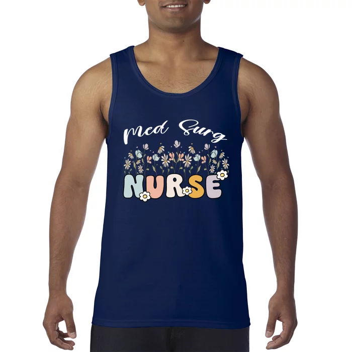 Funny Nurse Retro Groovy Med Surg Gift Tank Top