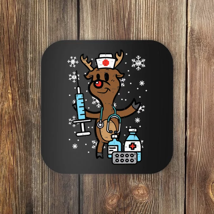 Festive Nurse Reindeer Holiday Humor for Nurses Coaster