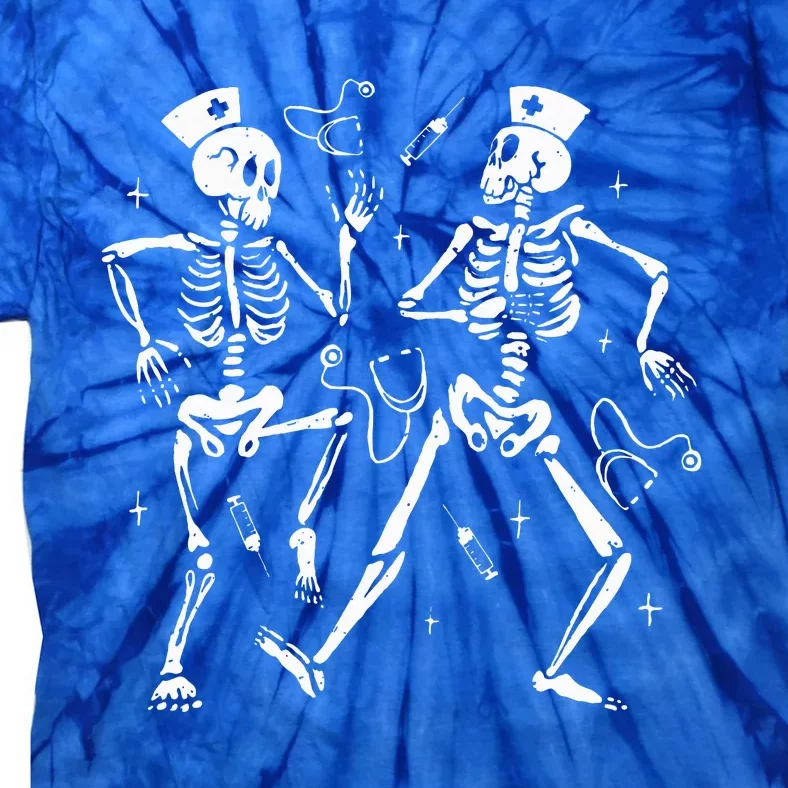 Funny Nurse Skeleton Halloween healthcare Crew Skeleton Tie-Dye T-Shirt