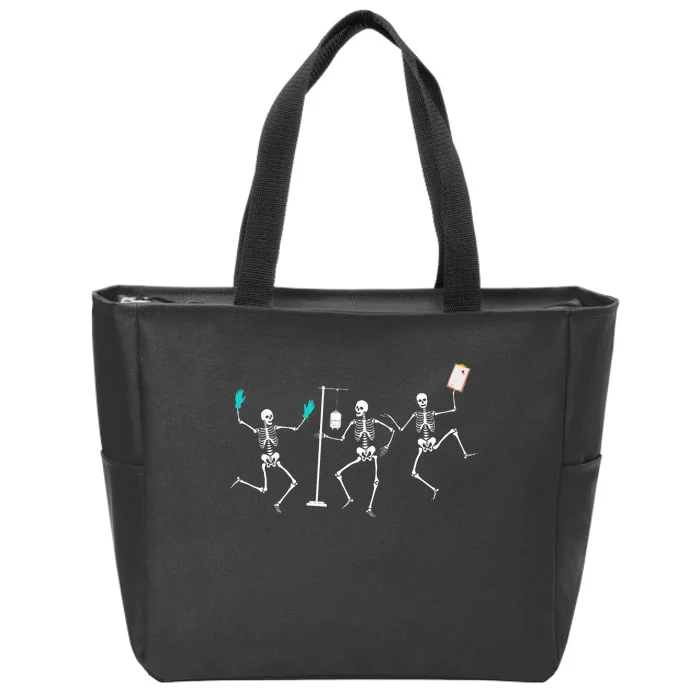 Funny Nurse Skeleton Halloween Healthcare Crew Skeleton Zip Tote Bag