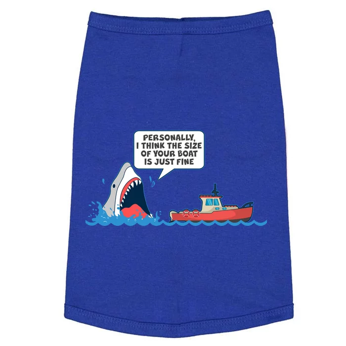 Funny Nice Shark And Fishing Boat Comic Doggie Tank