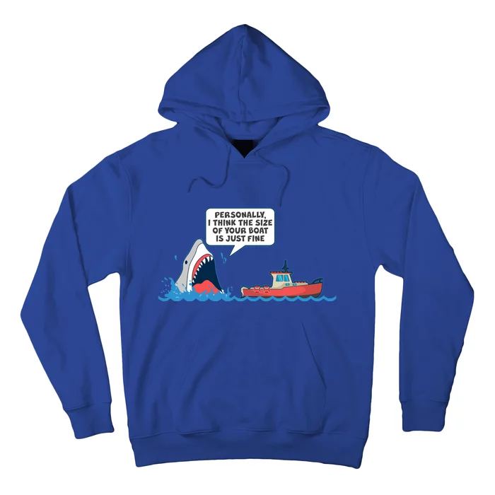 Funny Nice Shark And Fishing Boat Comic Hoodie