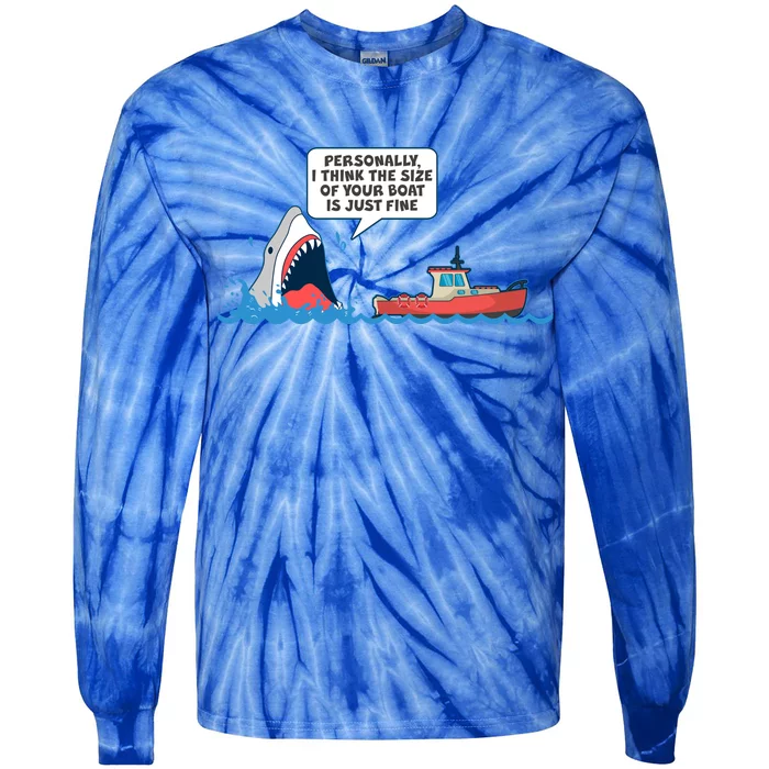 Funny Nice Shark And Fishing Boat Comic Tie-Dye Long Sleeve Shirt