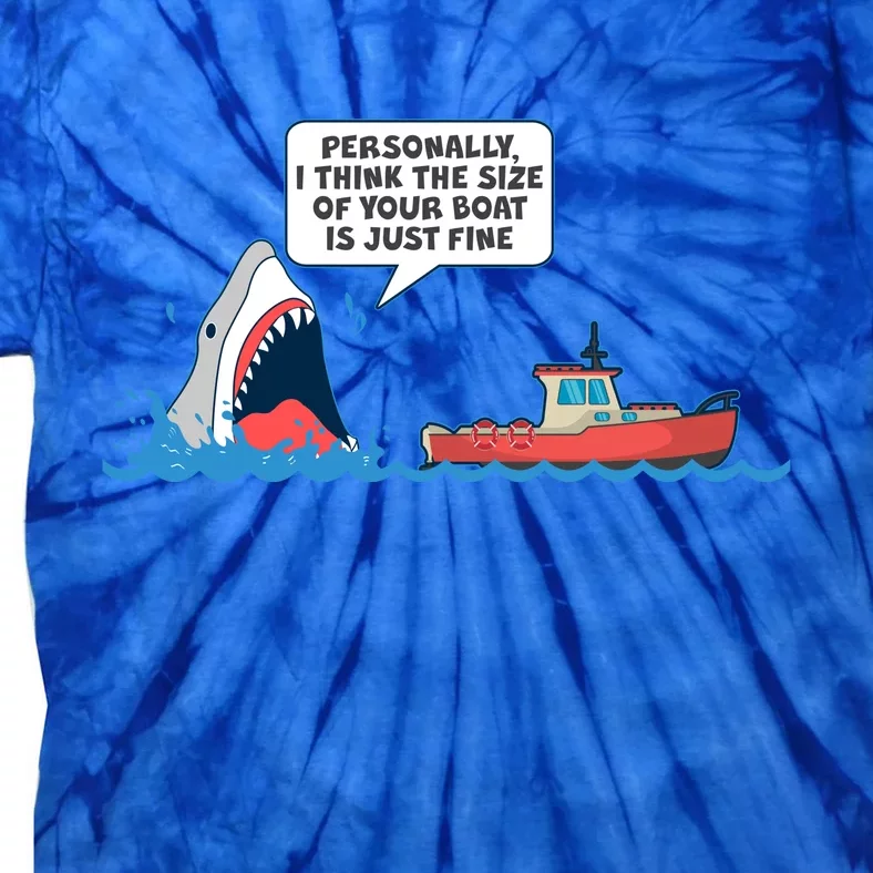 Funny Nice Shark And Fishing Boat Comic Tie-Dye T-Shirt