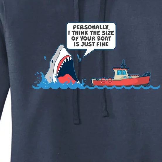 Funny Nice Shark And Fishing Boat Comic Women's Pullover Hoodie