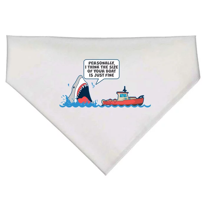 Funny Nice Shark And Fishing Boat Comic USA-Made Doggie Bandana