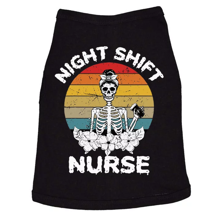 Funny Night Shift Nurse Skeleton Halloween RN Nurses Women Doggie Tank