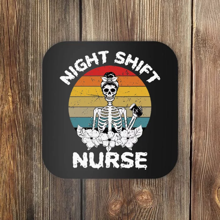 Funny Night Shift Nurse Skeleton Halloween RN Nurses Women Coaster