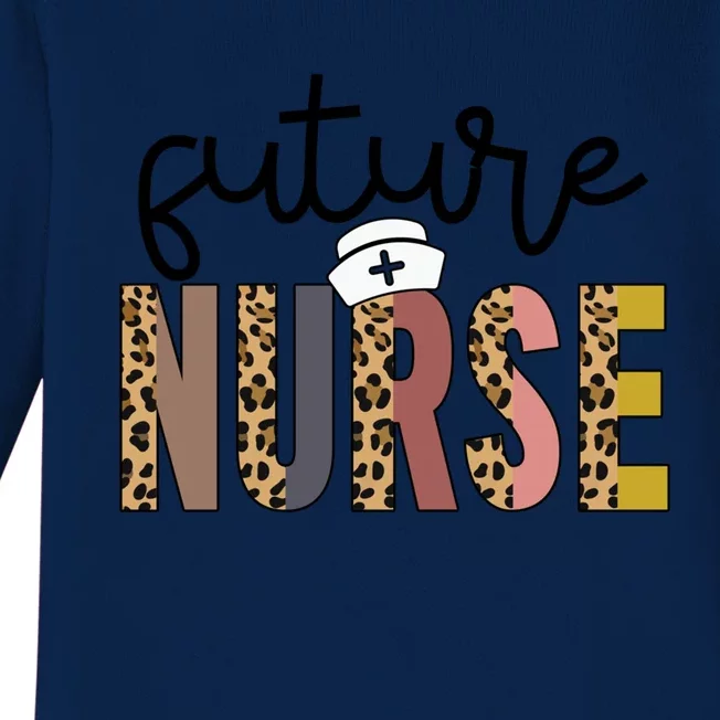 Future Nurse Student Leopard Print Funny Future Nurse Gift Baby Long Sleeve Bodysuit