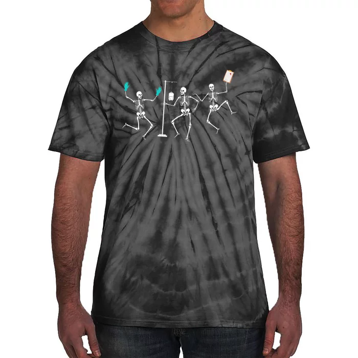 Funny Nurse Skeleton Halloween Healthcare Tie-Dye T-Shirt