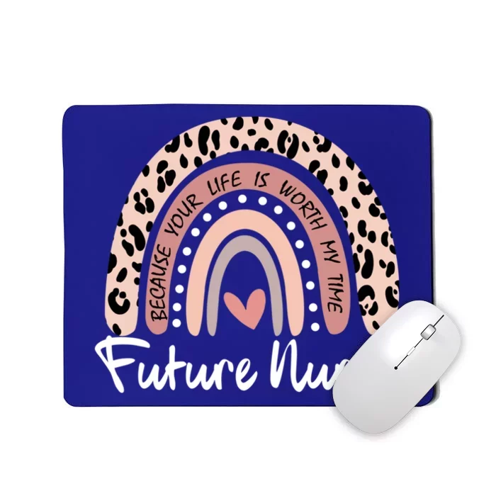 Future Nurse Student Rainbow Leopard Print Nursing School Gift Mousepad