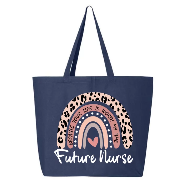 Future Nurse Student Rainbow Leopard Print Nursing School Gift 25L Jumbo Tote