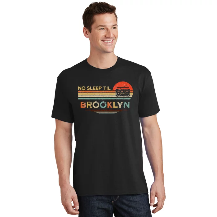 Funny No Sleep Til Brooklyn Old School Portable Stereo Retro T-Shirt