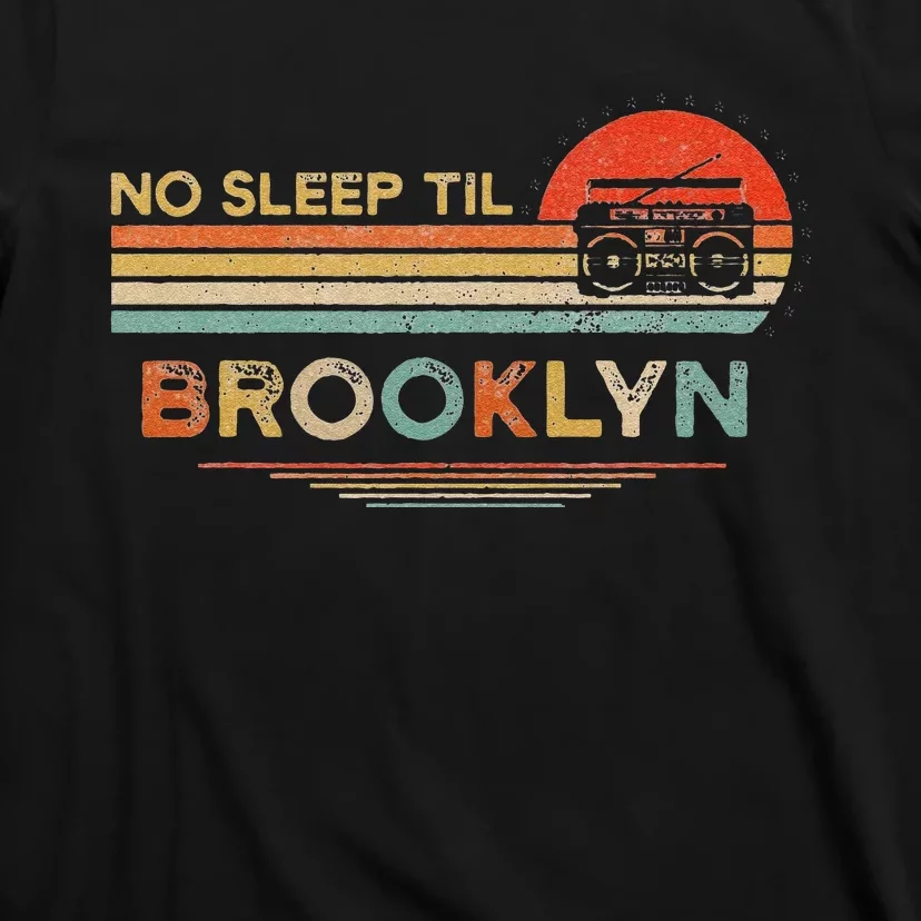 Funny No Sleep Til Brooklyn Old School Portable Stereo Retro T-Shirt