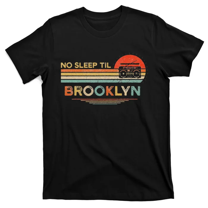 Funny No Sleep Til Brooklyn Old School Portable Stereo Retro T-Shirt