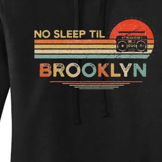 Funny No Sleep Til Brooklyn Old School Portable Stereo Retro Women's Pullover Hoodie