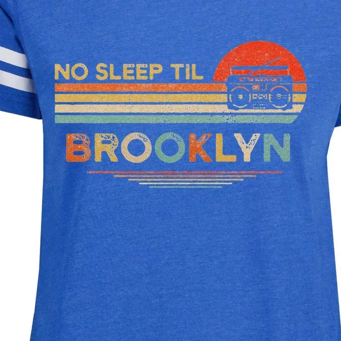 Funny No Sleep Til Brooklyn Old School Portable Stereo Retro Enza Ladies Jersey Football T-Shirt