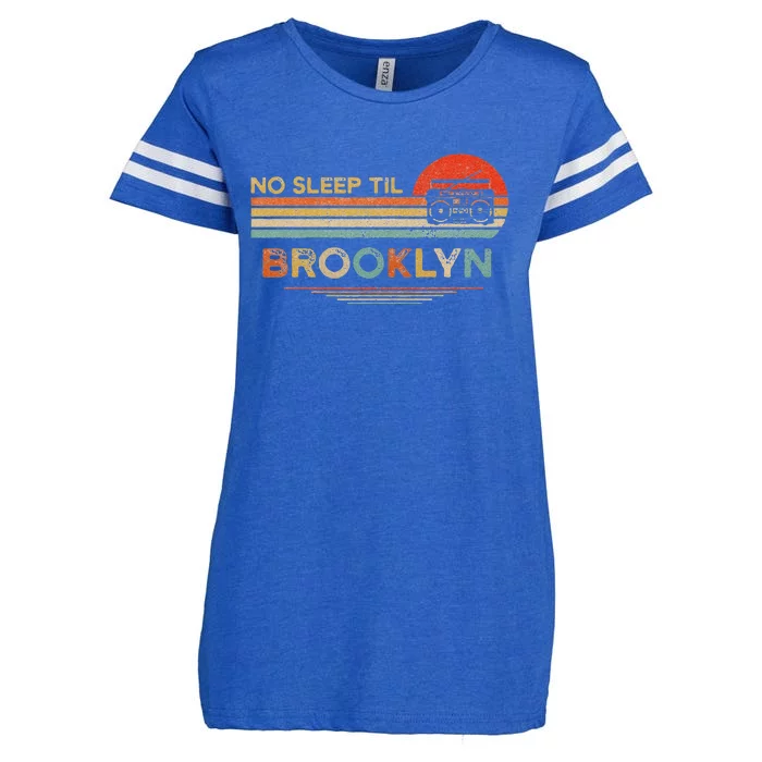 Funny No Sleep Til Brooklyn Old School Portable Stereo Retro Enza Ladies Jersey Football T-Shirt