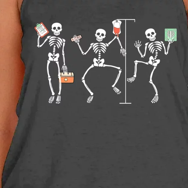 Funny Nurse Skeleton Halloween Healthcare Crew Skeleton Gift Women's Knotted Racerback Tank