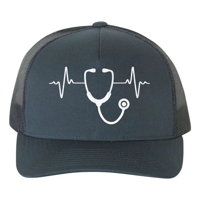 Funny Nurse Stethoscope Heartbeat Vintage Nurse Stethoscope Cool Gift Yupoong Adult 5-Panel Trucker Hat