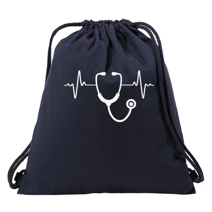 Funny Nurse Stethoscope Heartbeat Vintage Nurse Stethoscope Cool Gift Drawstring Bag