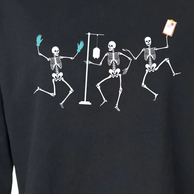 Funny Nurse Skeleton Halloween Healthcare Crew Skeleton Cropped Pullover Crew