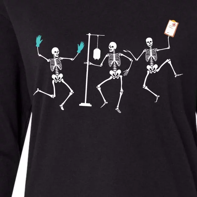 Funny Nurse Skeleton Halloween Healthcare Crew Skeleton Womens Cotton Relaxed Long Sleeve T-Shirt