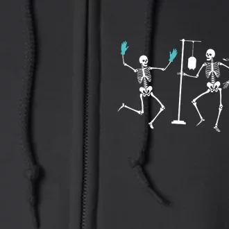 Funny Nurse Skeleton Halloween Healthcare Crew Skeleton Full Zip Hoodie