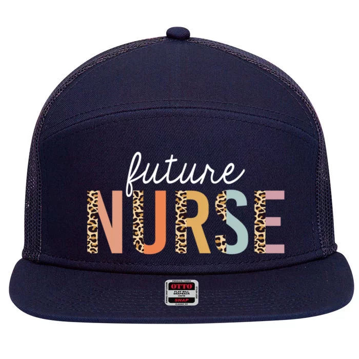 Future Nurse Student Leopard Print Nursing School Cute Gift 7 Panel Mesh Trucker Snapback Hat