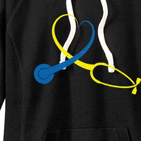 Funny Nurse Stethoscope Heart World Down Syndrome Day Women's Fleece Hoodie