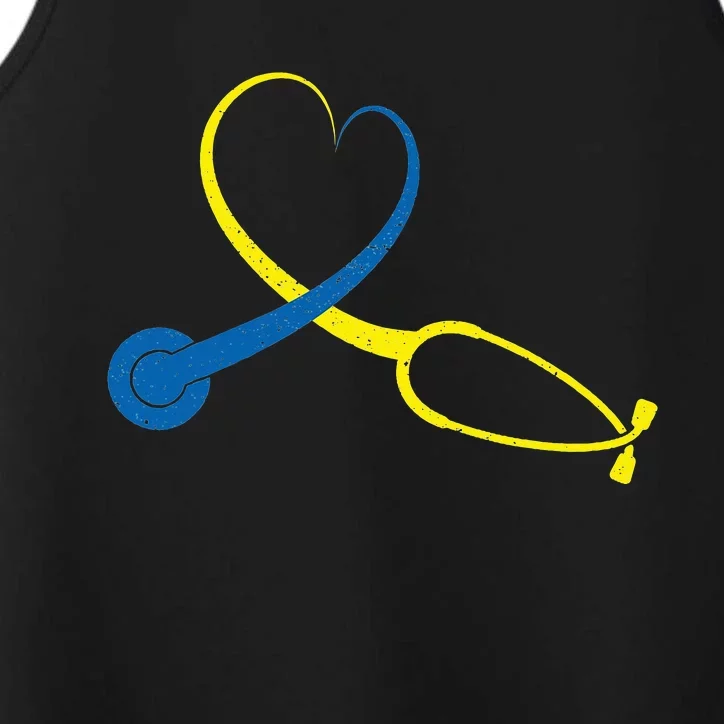 Funny Nurse Stethoscope Heart World Down Syndrome Day Performance Tank