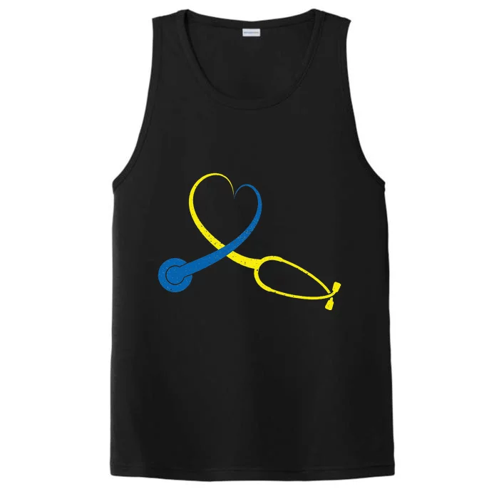 Funny Nurse Stethoscope Heart World Down Syndrome Day Performance Tank