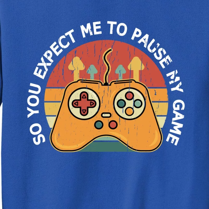 Funny Novelty So You Expect Me To Pause Gamers Funny Gift Tall Sweatshirt