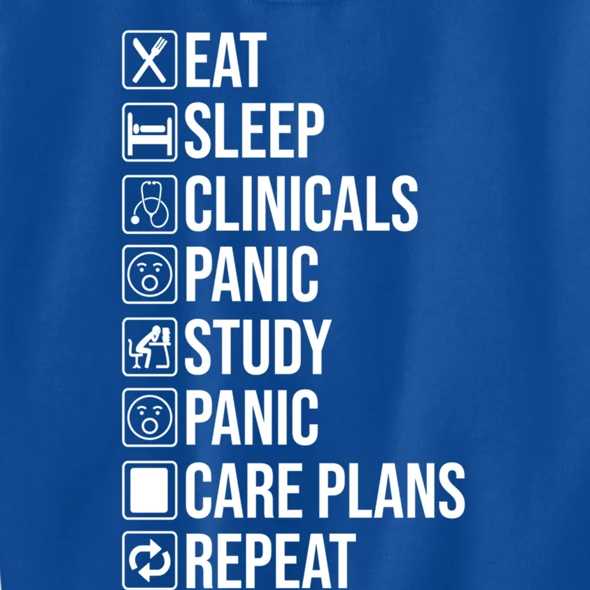 Funny Nursing School Student Nurse Eat Sleep Clinicals Panic Gift Kids Sweatshirt