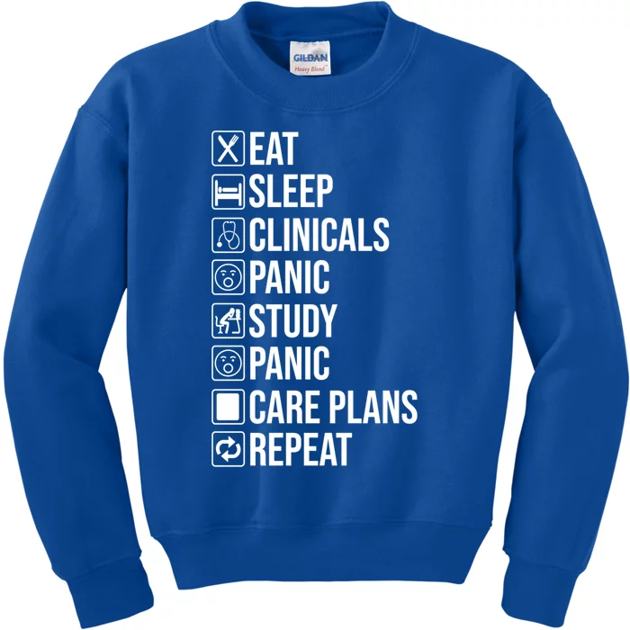 Funny Nursing School Student Nurse Eat Sleep Clinicals Panic Gift Kids Sweatshirt