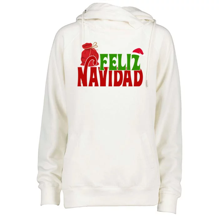 Feliz Navidad Spanish Christmas Womens Funnel Neck Pullover Hood