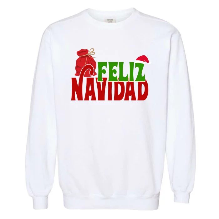 Feliz Navidad Spanish Christmas Garment-Dyed Sweatshirt