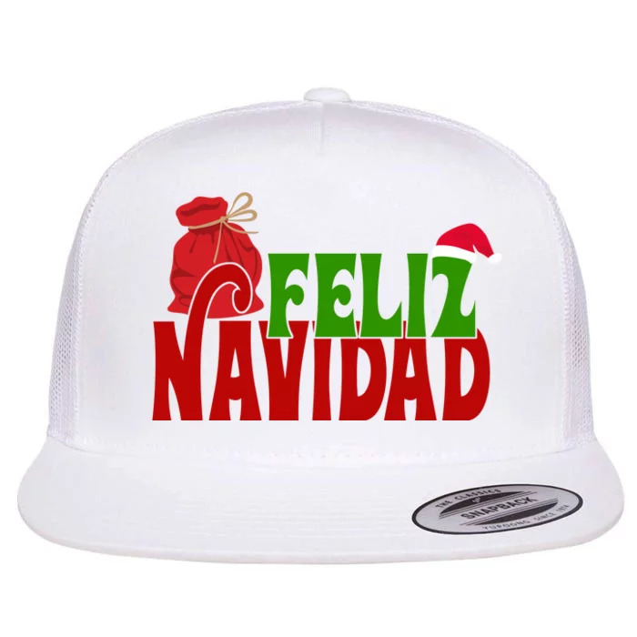 Feliz Navidad Spanish Christmas Flat Bill Trucker Hat