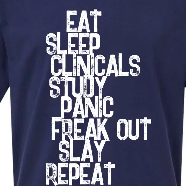 Funny Nursing Student Eat Sleep Clinicals Nurse School Cool Gift Sueded Cloud Jersey T-Shirt