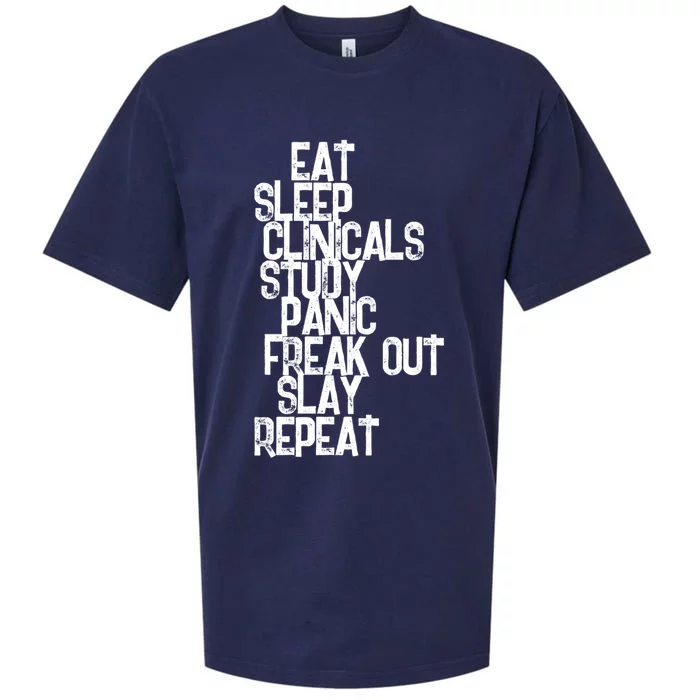 Funny Nursing Student Eat Sleep Clinicals Nurse School Cool Gift Sueded Cloud Jersey T-Shirt