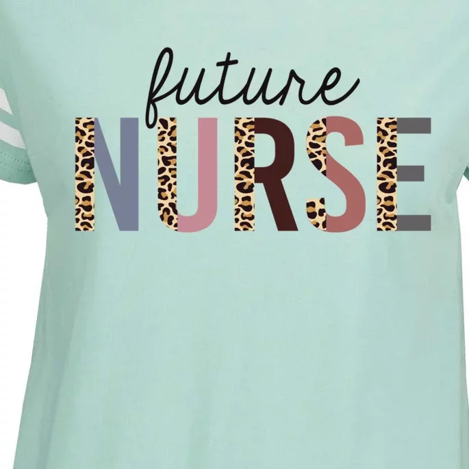 Future Nurse Student Leopard Print Nursing School Meaningful Gift Enza Ladies Jersey Football T-Shirt