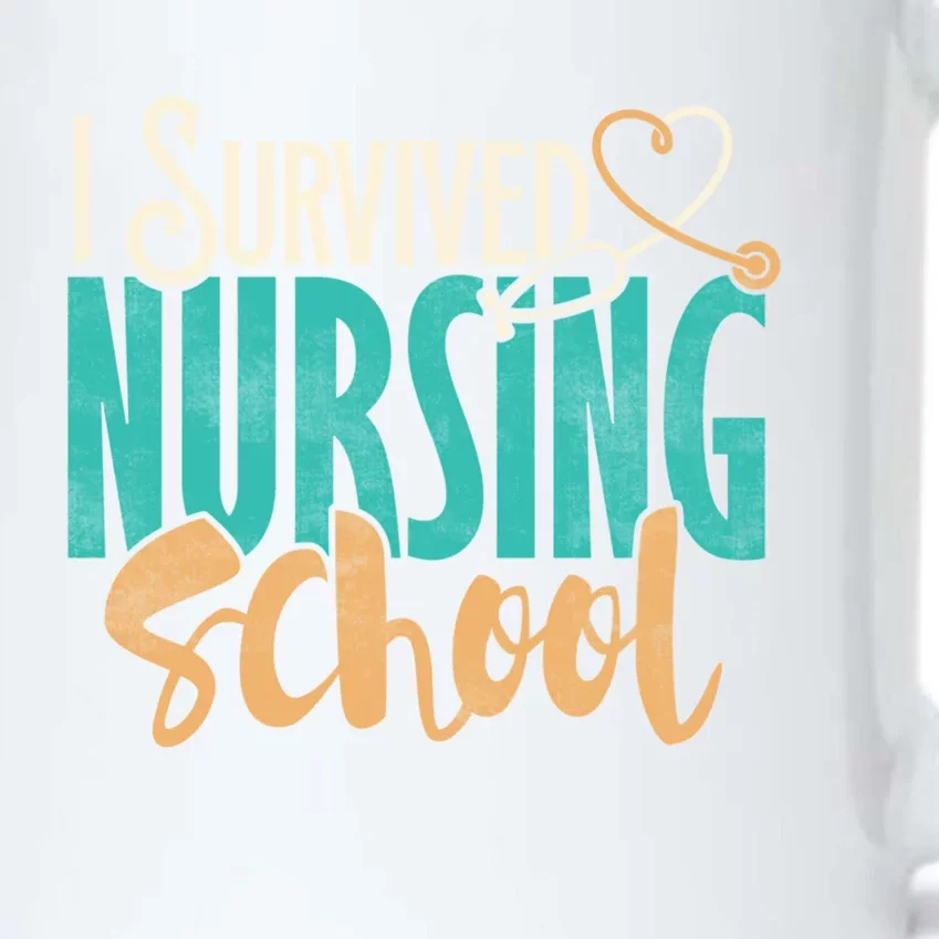 Funny Nursing School I Survived Nursing School Gift Cool Gift Black Color Changing Mug