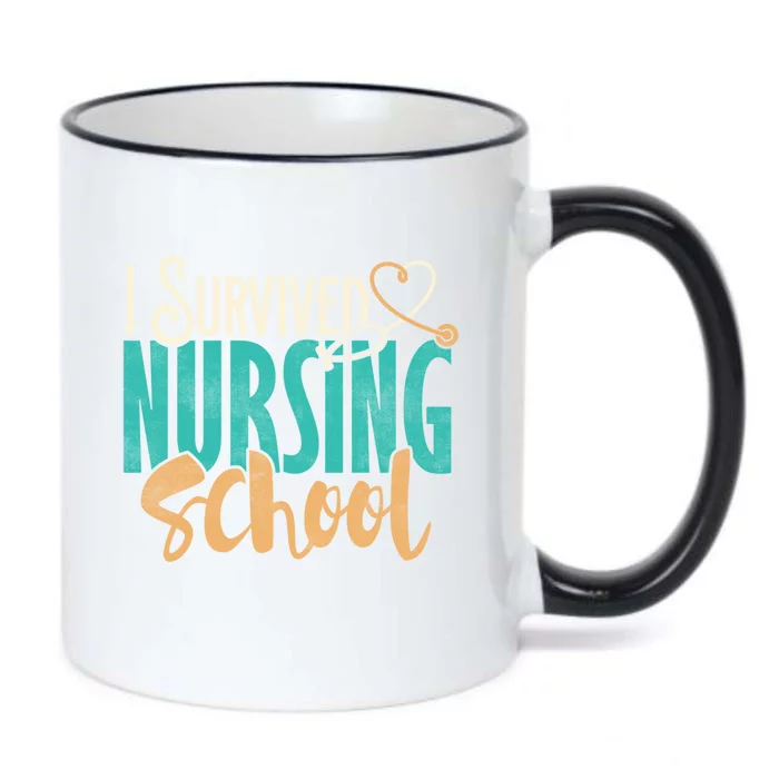 Funny Nursing School I Survived Nursing School Gift Cool Gift Black Color Changing Mug