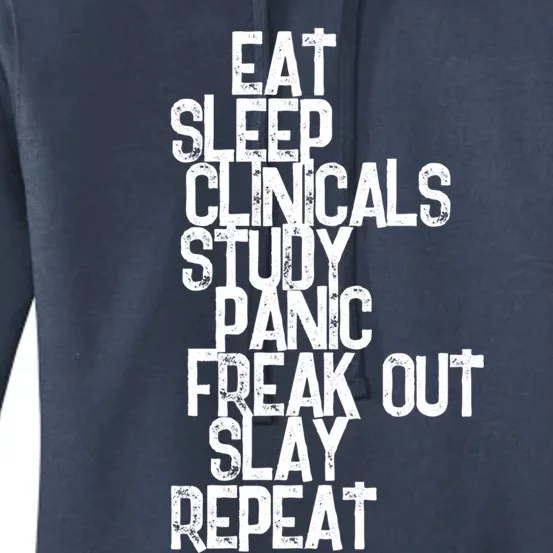 Funny Nursing Student Eat Sleep Clinicals Nurse School Gift Women's Pullover Hoodie