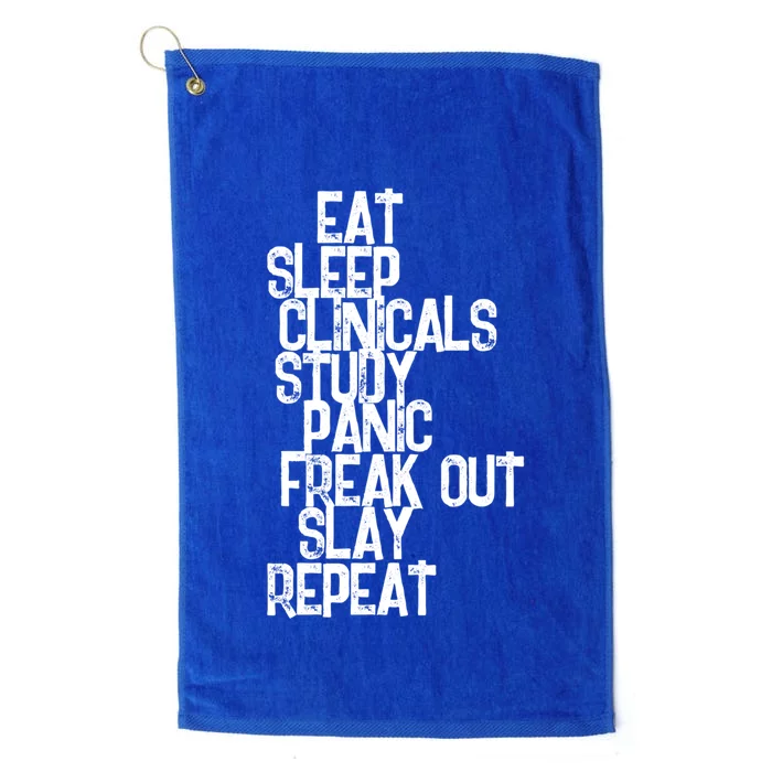 Funny Nursing Student Eat Sleep Clinicals Nurse School Gift Platinum Collection Golf Towel