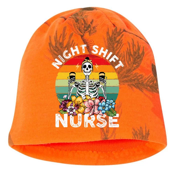 Funny Night Shift Nurse Skeleton Night Shift Nurse Kati - Camo Knit Beanie