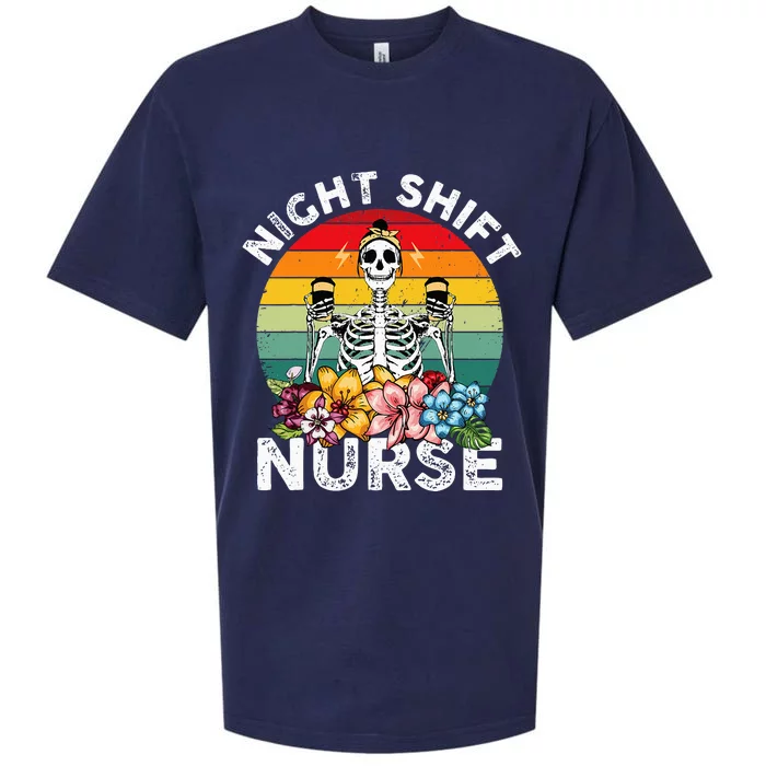 Funny Night Shift Nurse Skeleton Night Shift Nurse Sueded Cloud Jersey T-Shirt