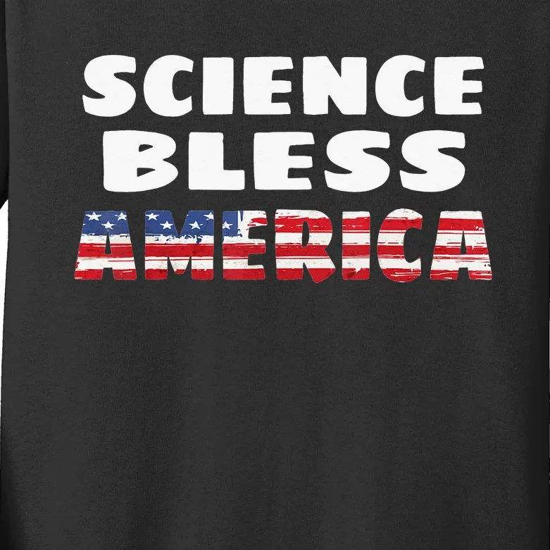 Funny Novelty Scientist Bless America Kids Long Sleeve Shirt