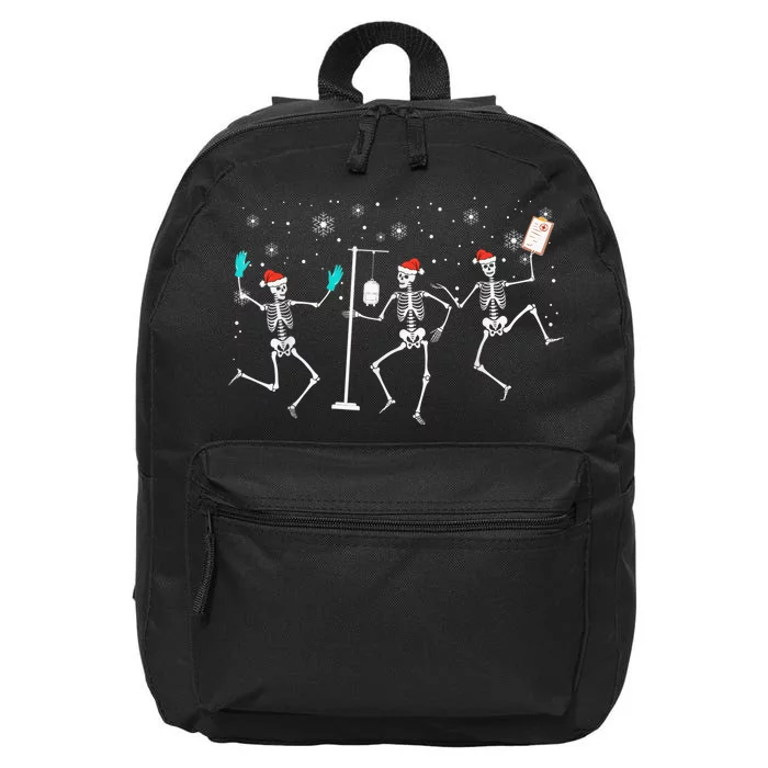 Funny Nurse Skeleton Christmas healthcare Crew Santa 16 in Basic Backpack