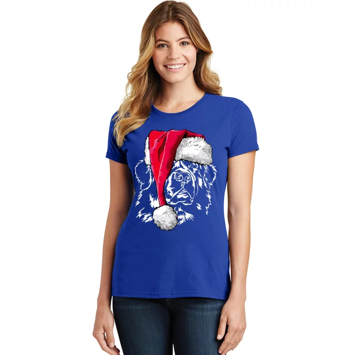 Funny Newfoundland Santa Dog Christmas Gift Women's T-Shirt